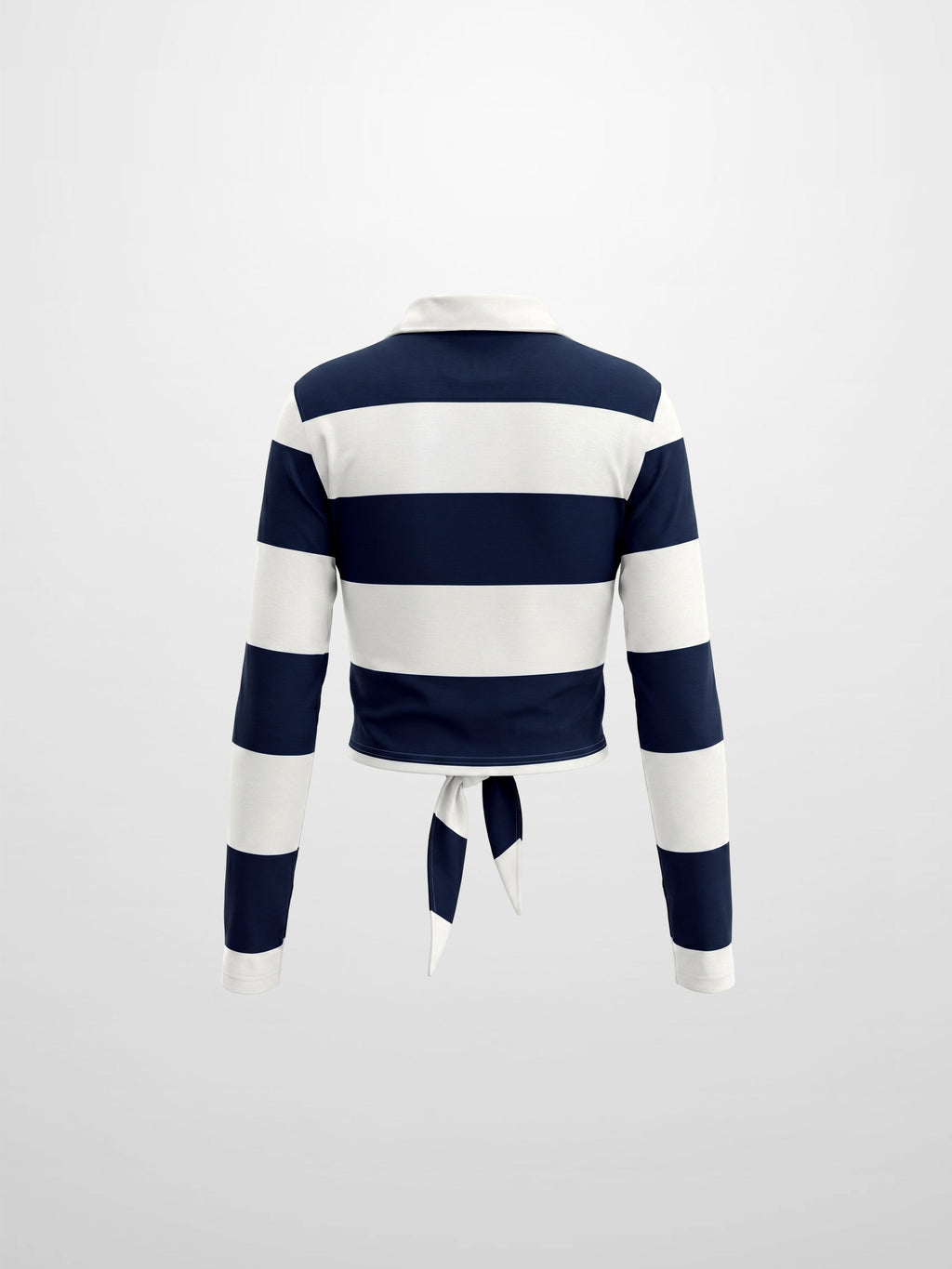 Striped Tie Bottom T-Shirt-Navy-2