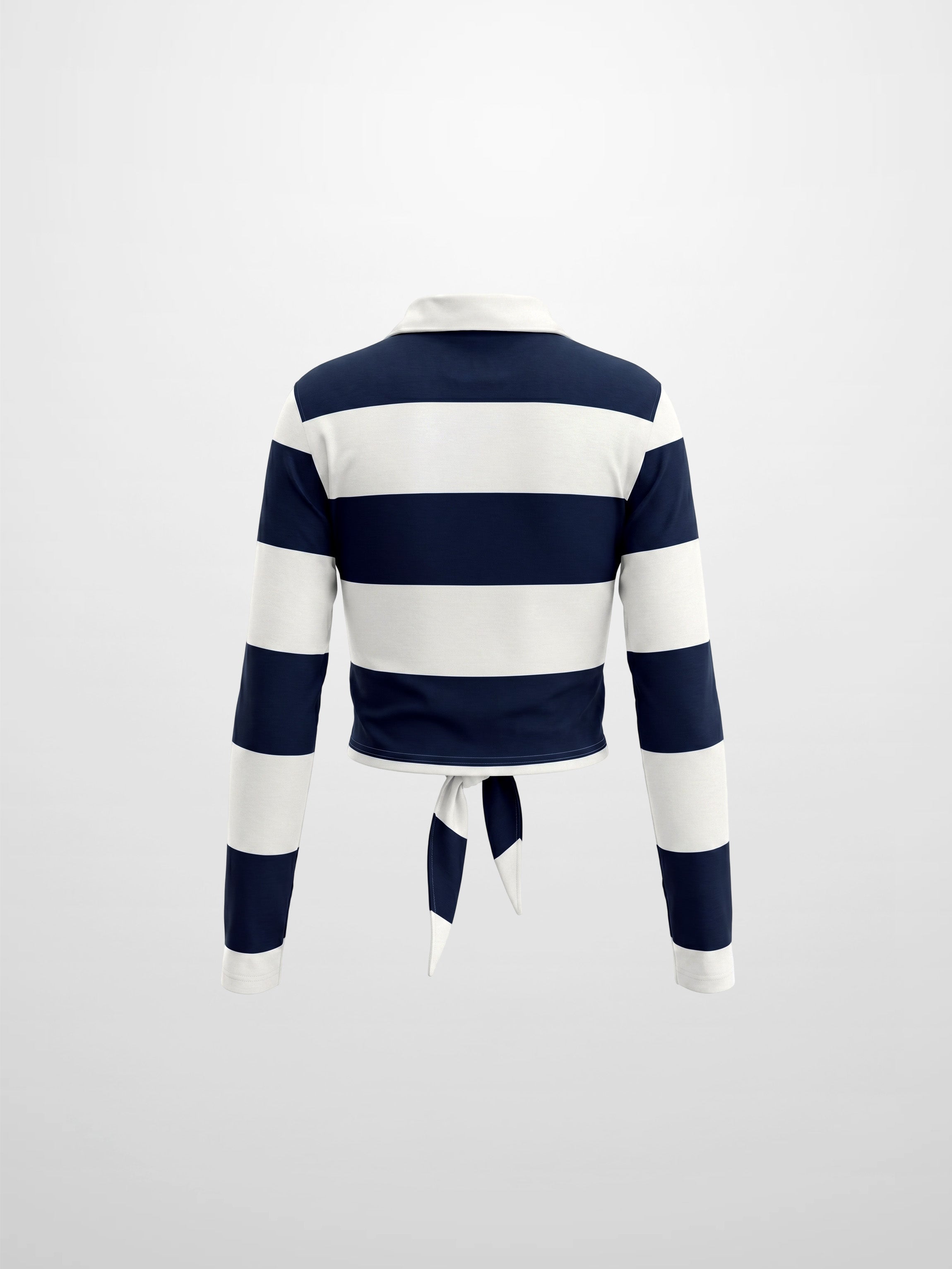 Striped Tie Bottom T-Shirt-Navy-2