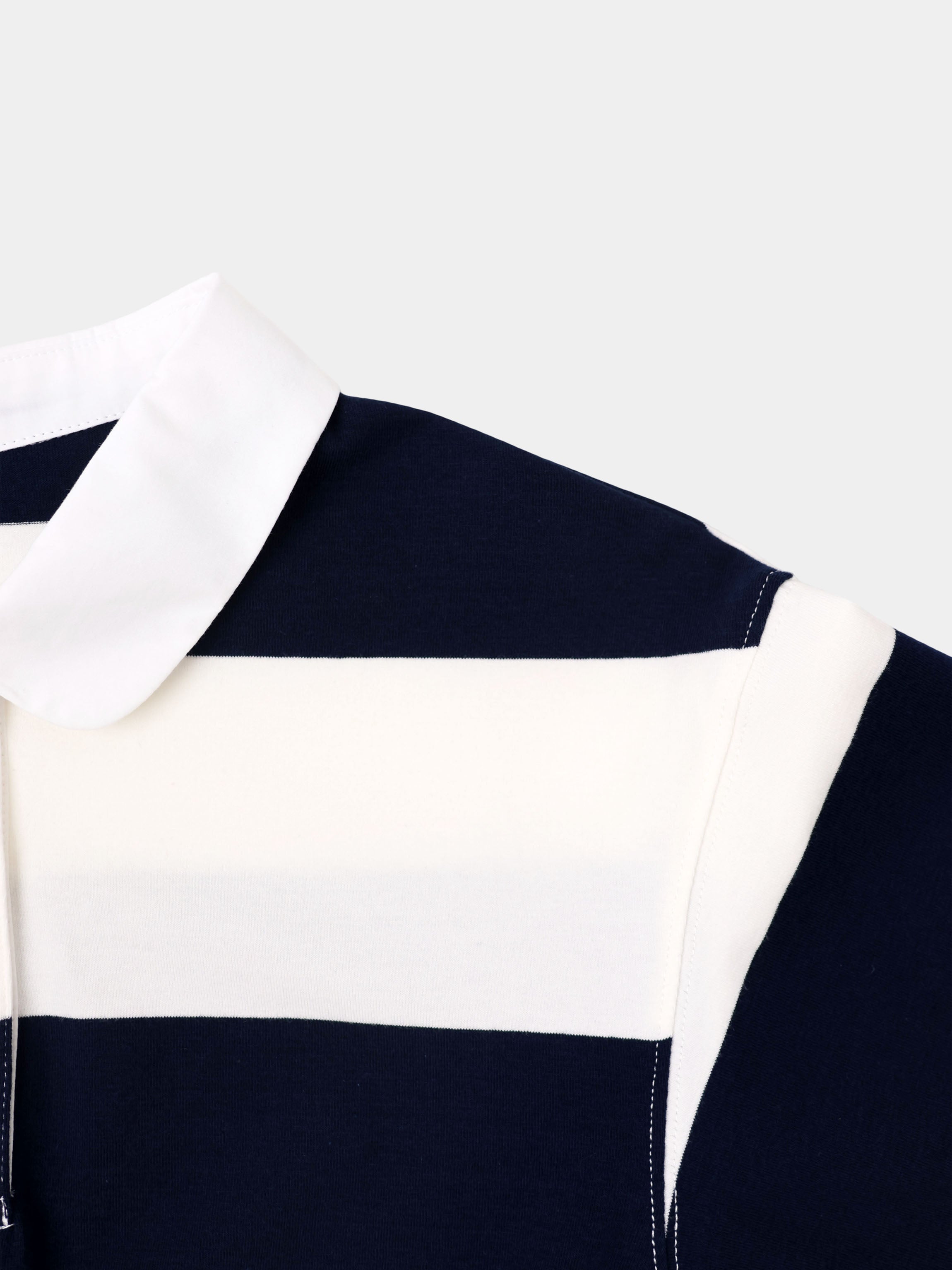 Striped Tie Bottom T-Shirt-Navy-4
