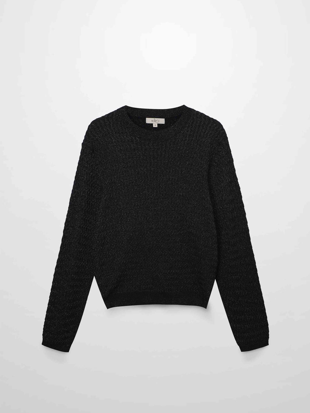 Textured Lurex Crew Sweater-Black-0