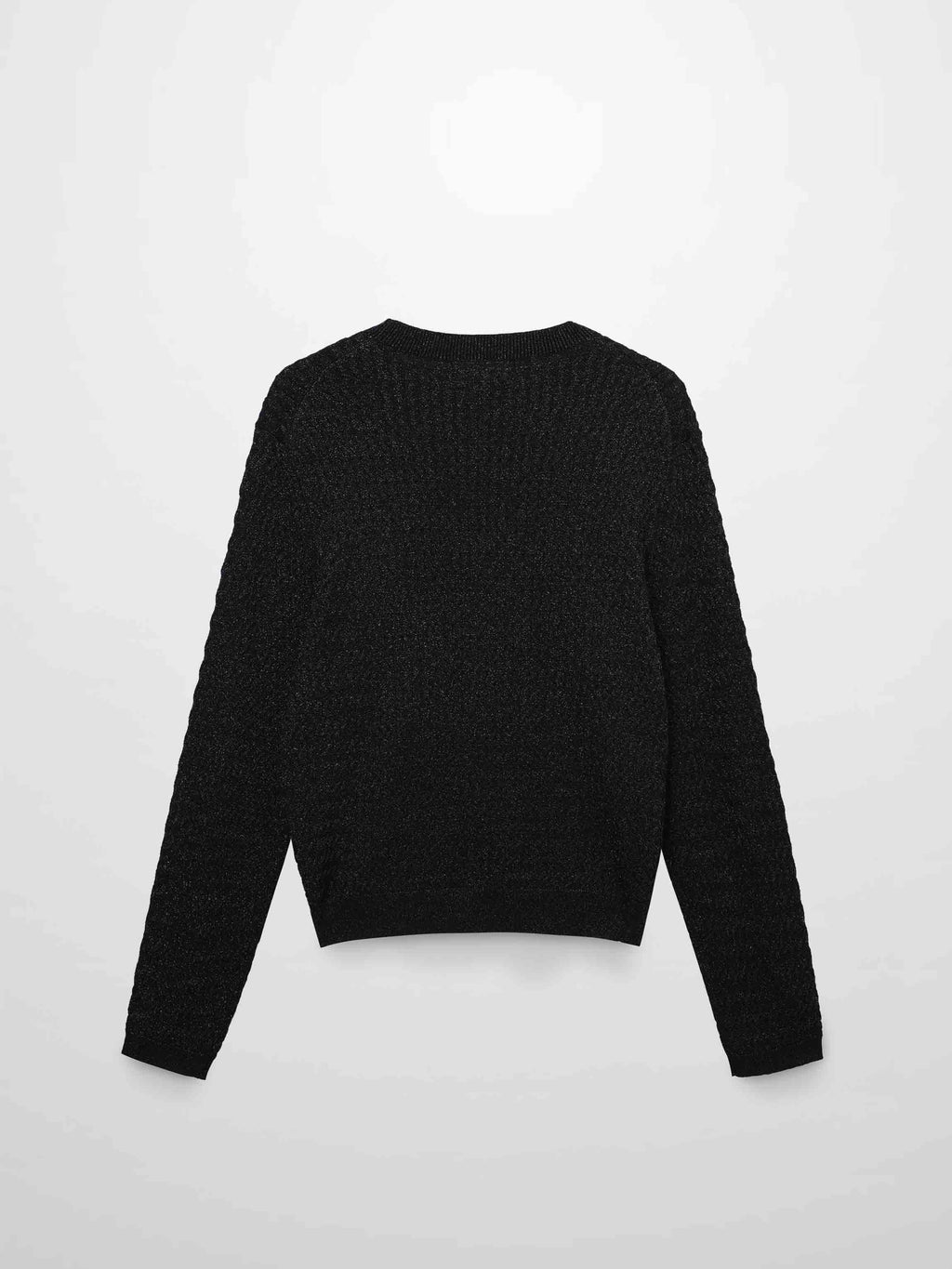 Textured Lurex Crew Sweater-Black-1
