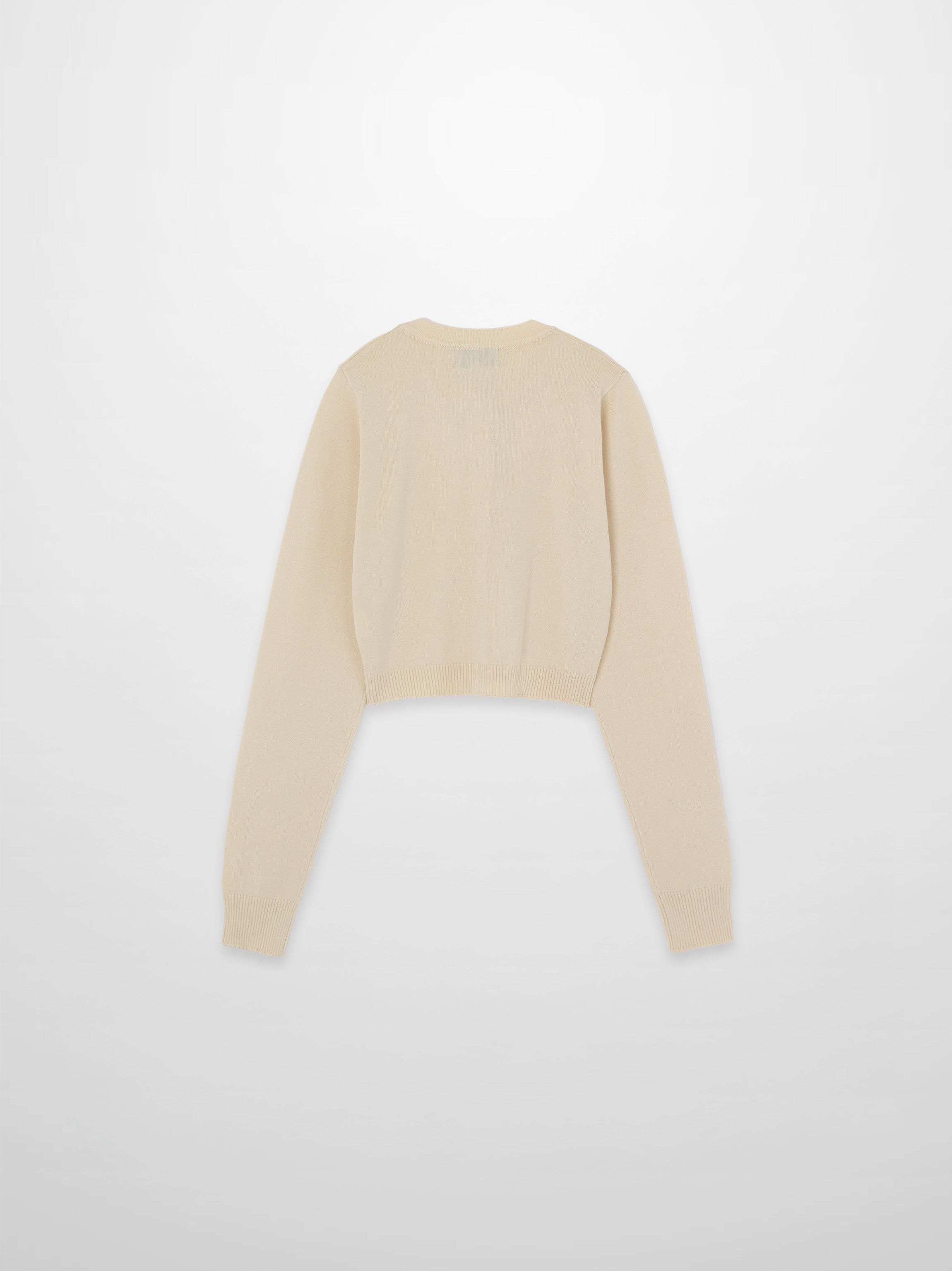 Trim Detail Crew Crop Cardigan-Ivory-1