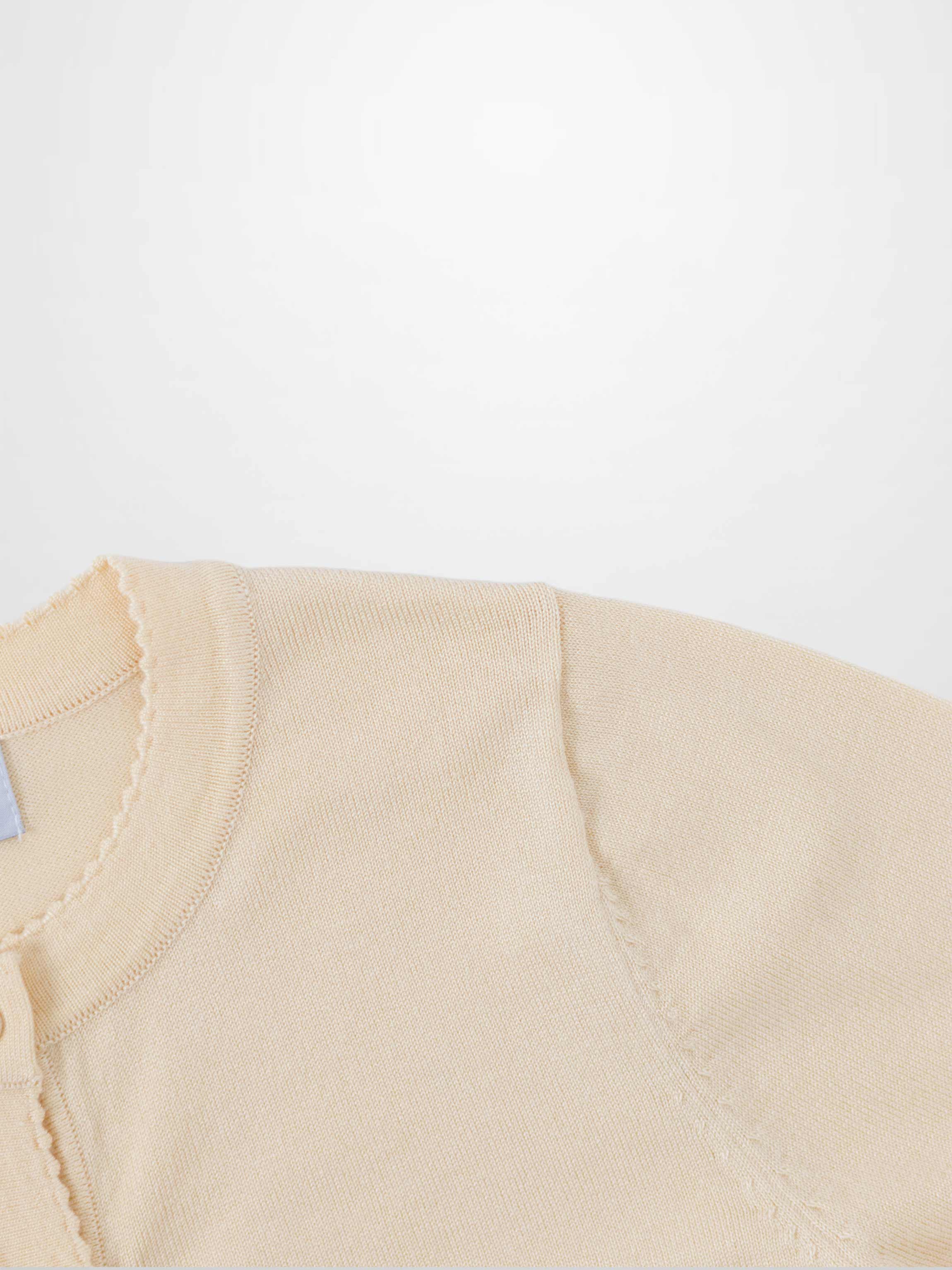Trim Detail Crew Crop Cardigan-Ivory-3