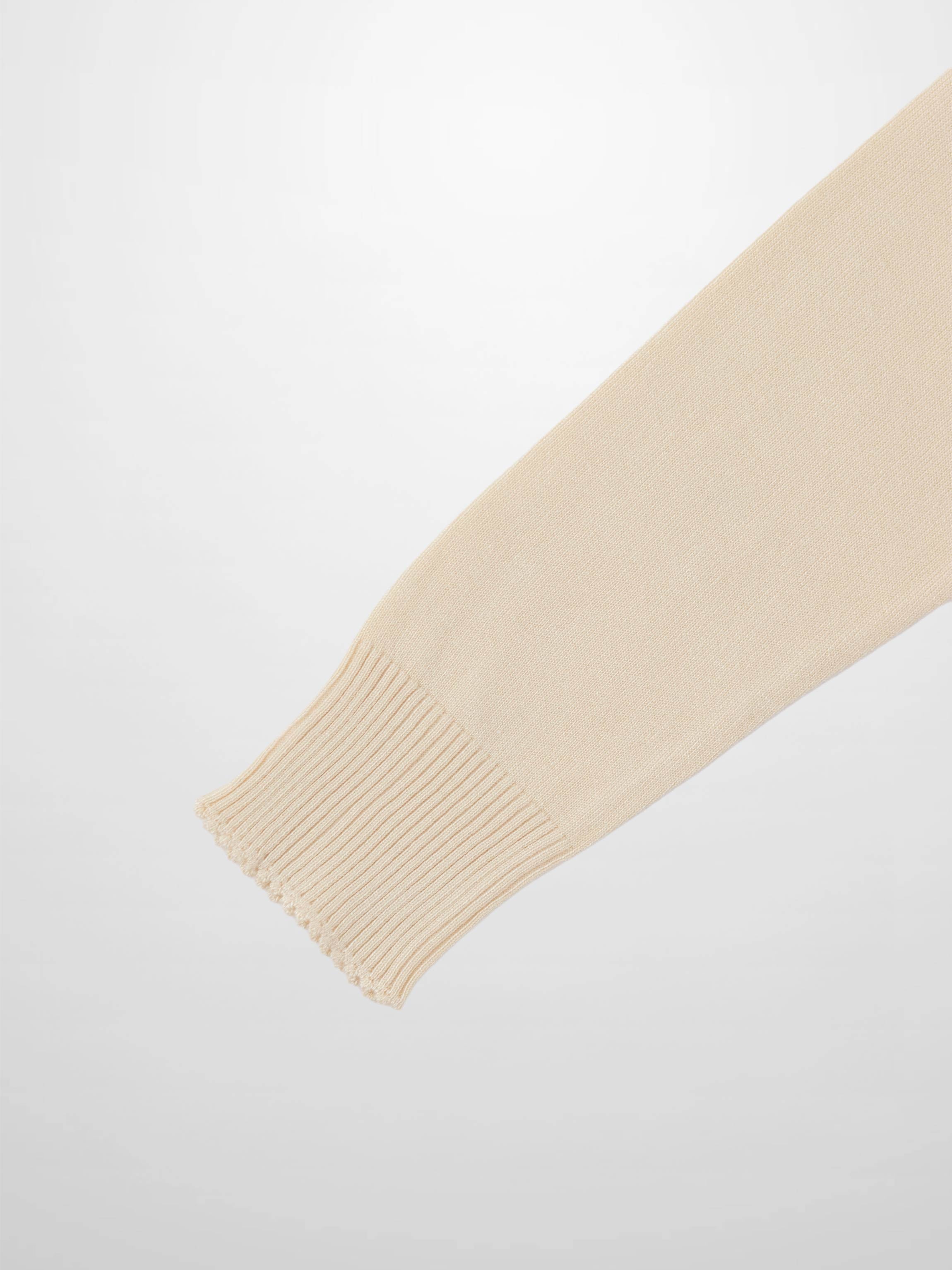 Trim Detail Crew Crop Cardigan-Ivory-4