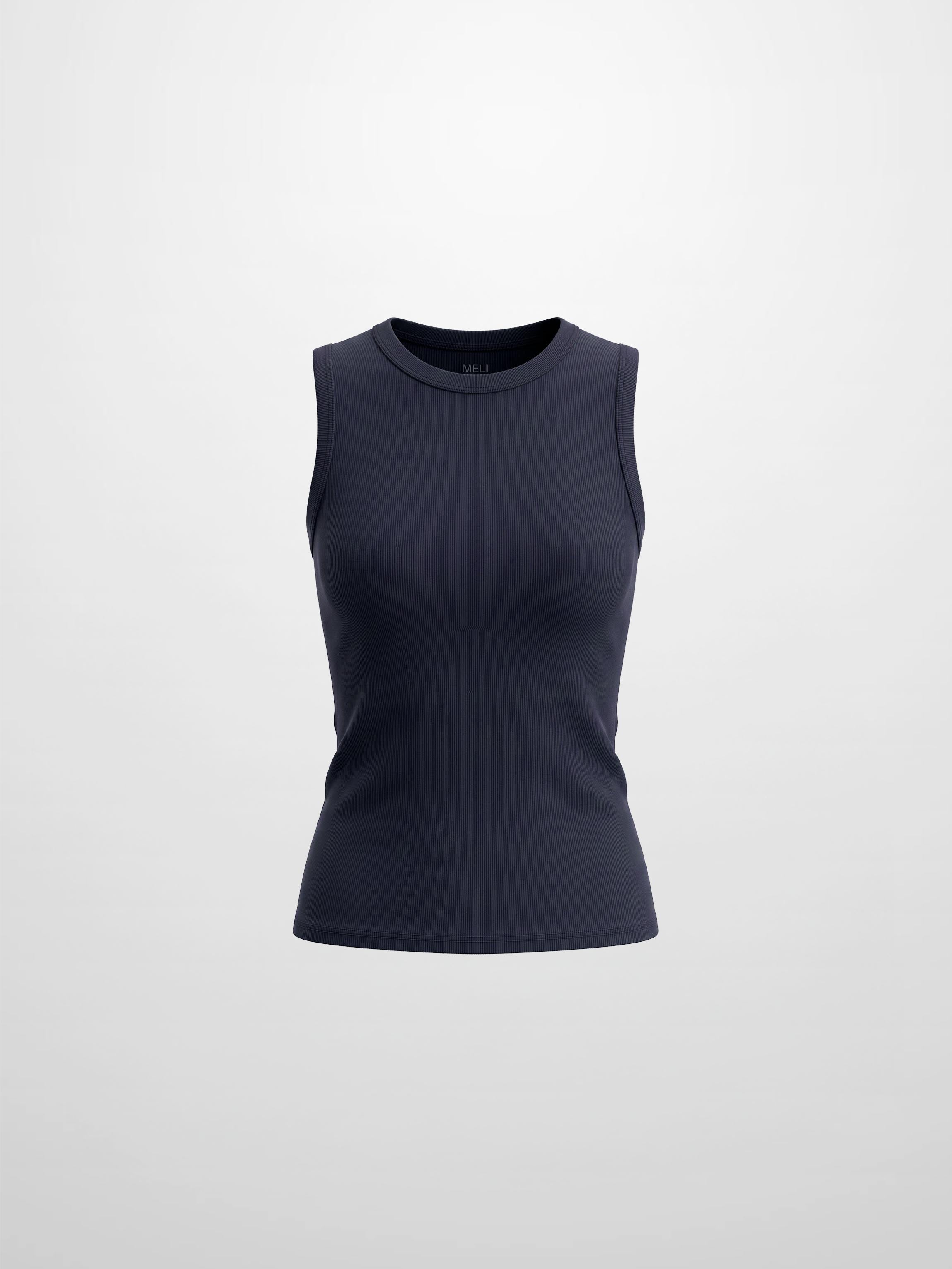 Sleeveless Basic Tee-Navy-0
