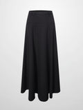 Wool Blend Yoke Skirt 37"-Black-0