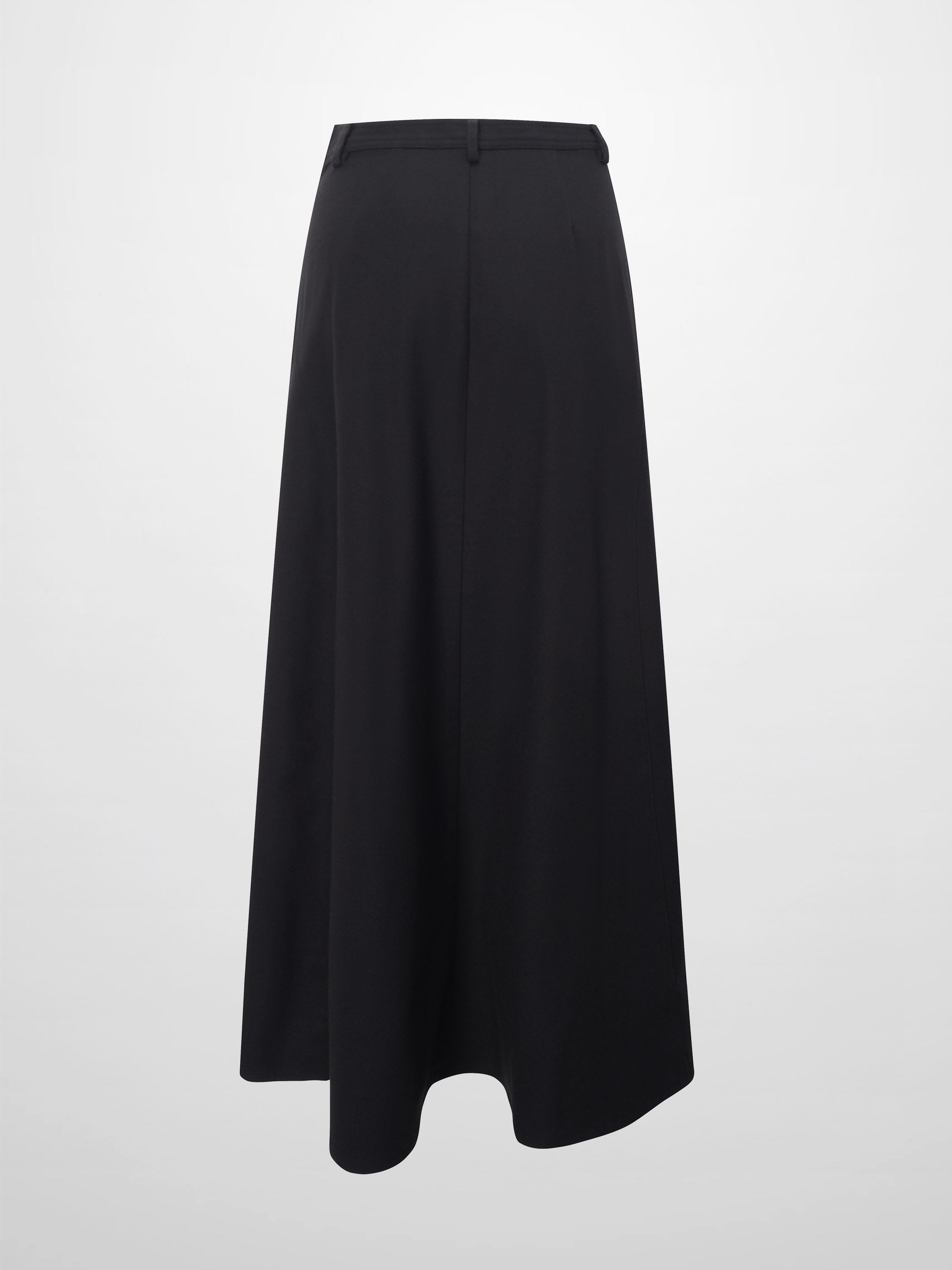 Wool Blend Yoke Skirt 37"-Black-1