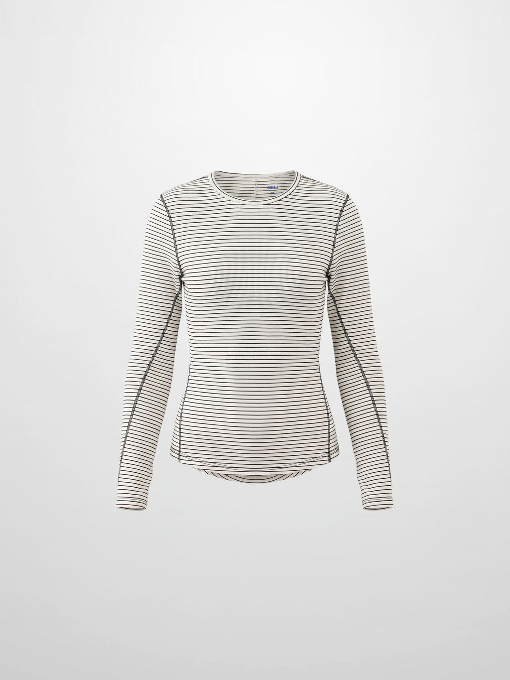 Striped Cross Stitch T-Shirt-White-1