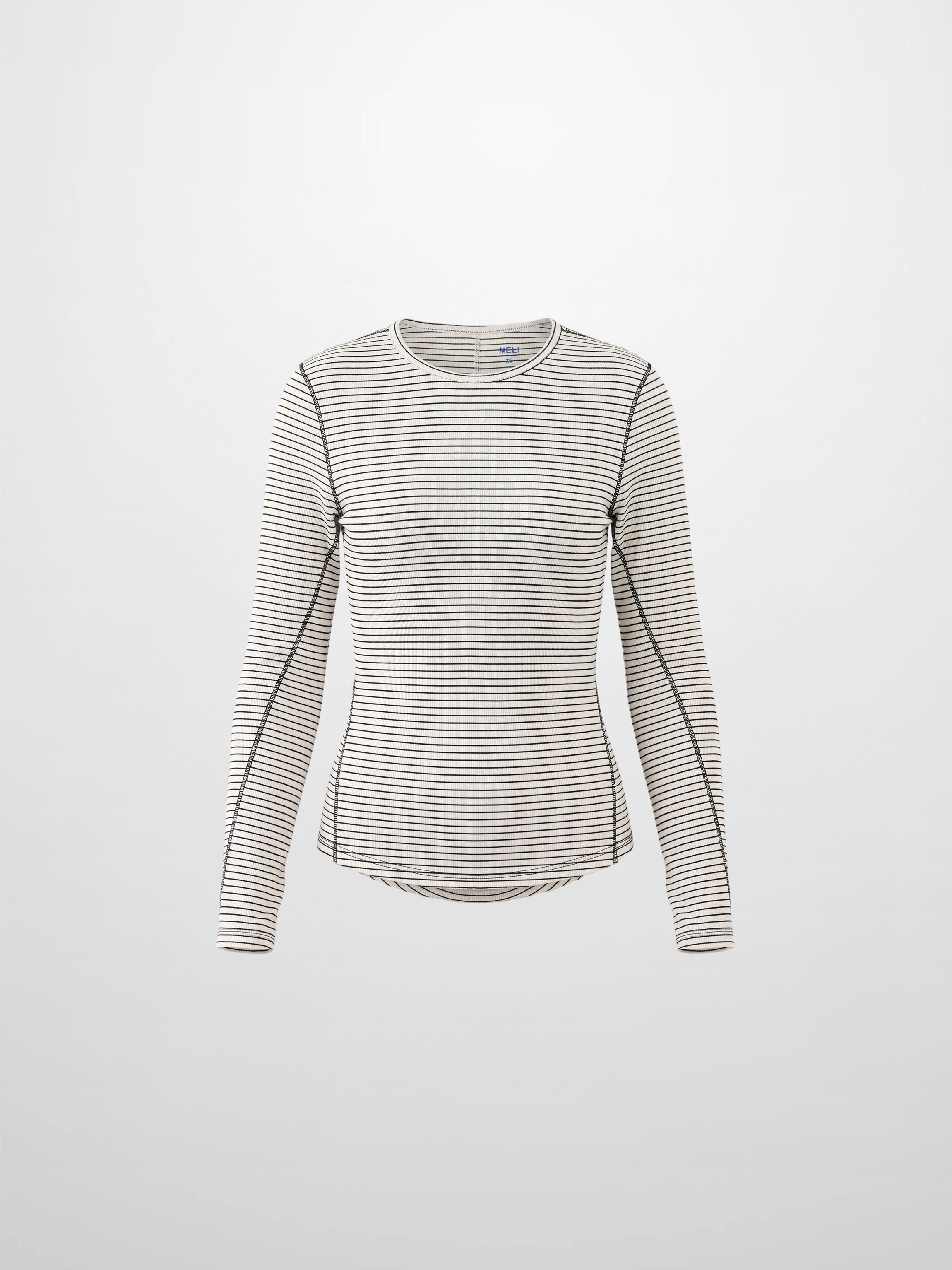 Striped Cross Stitch T-Shirt-White-1