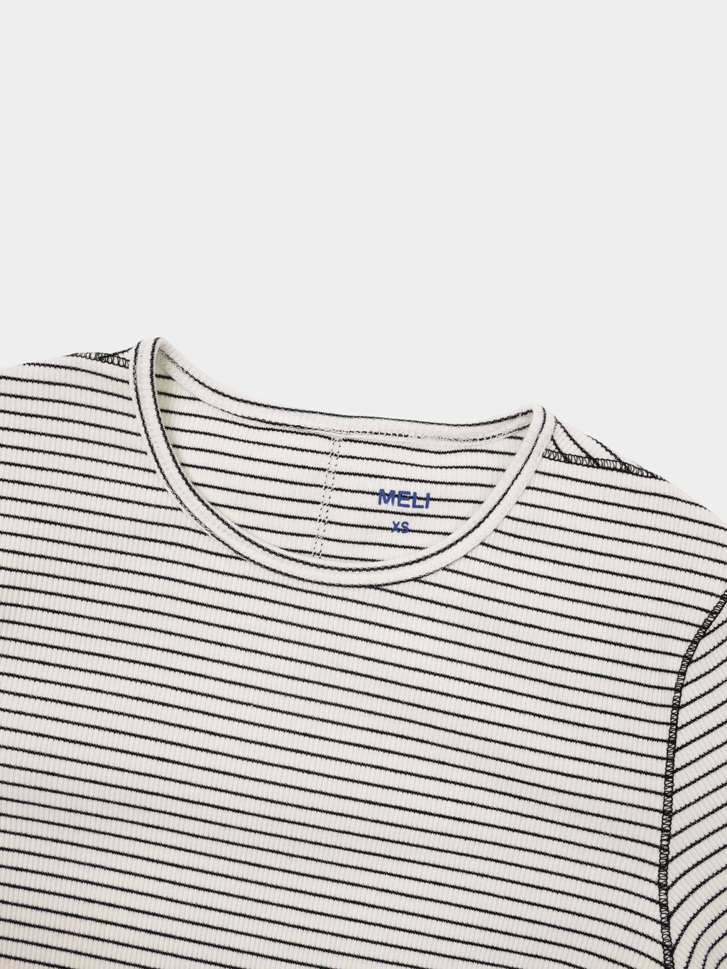 Striped Cross Stitch T-Shirt-White-3