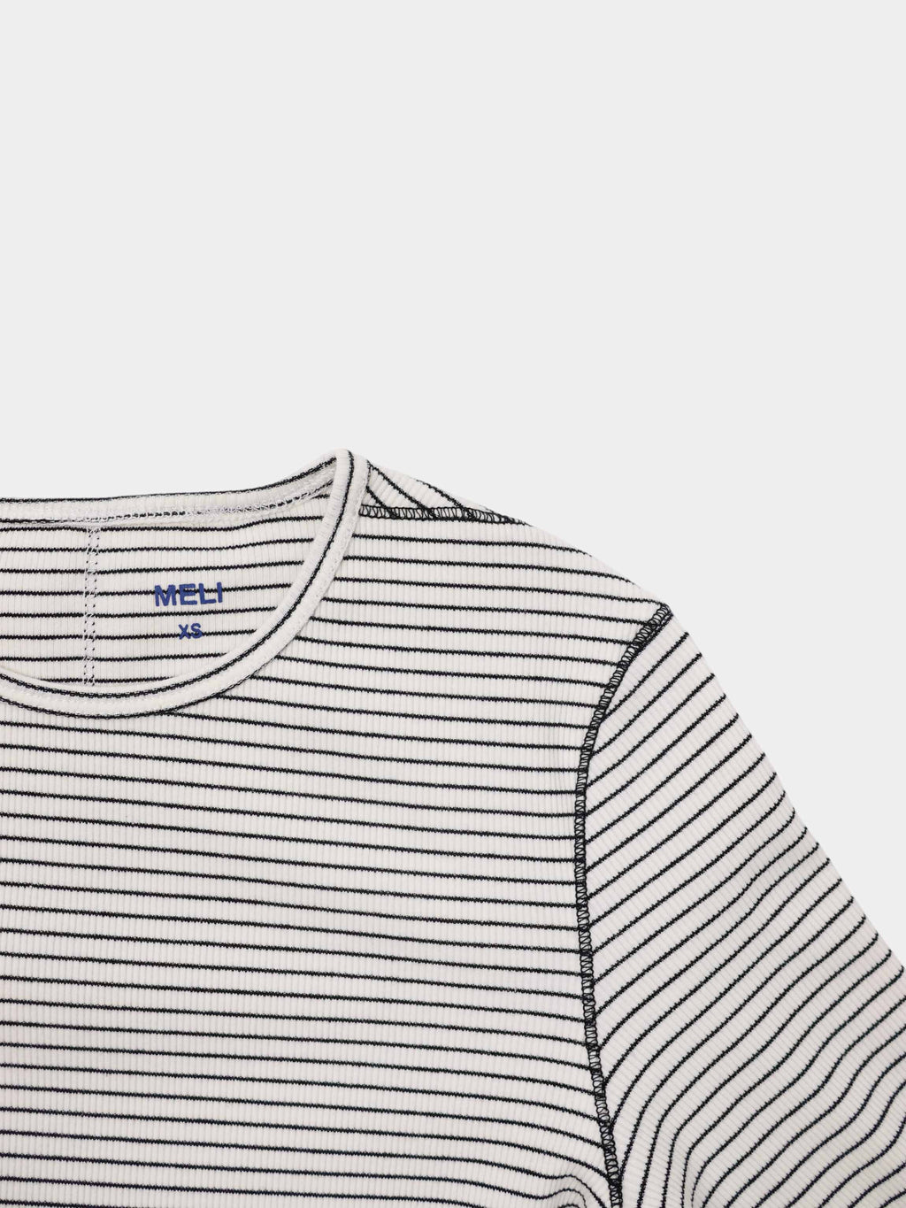 Striped Cross Stitch T-Shirt-White-4