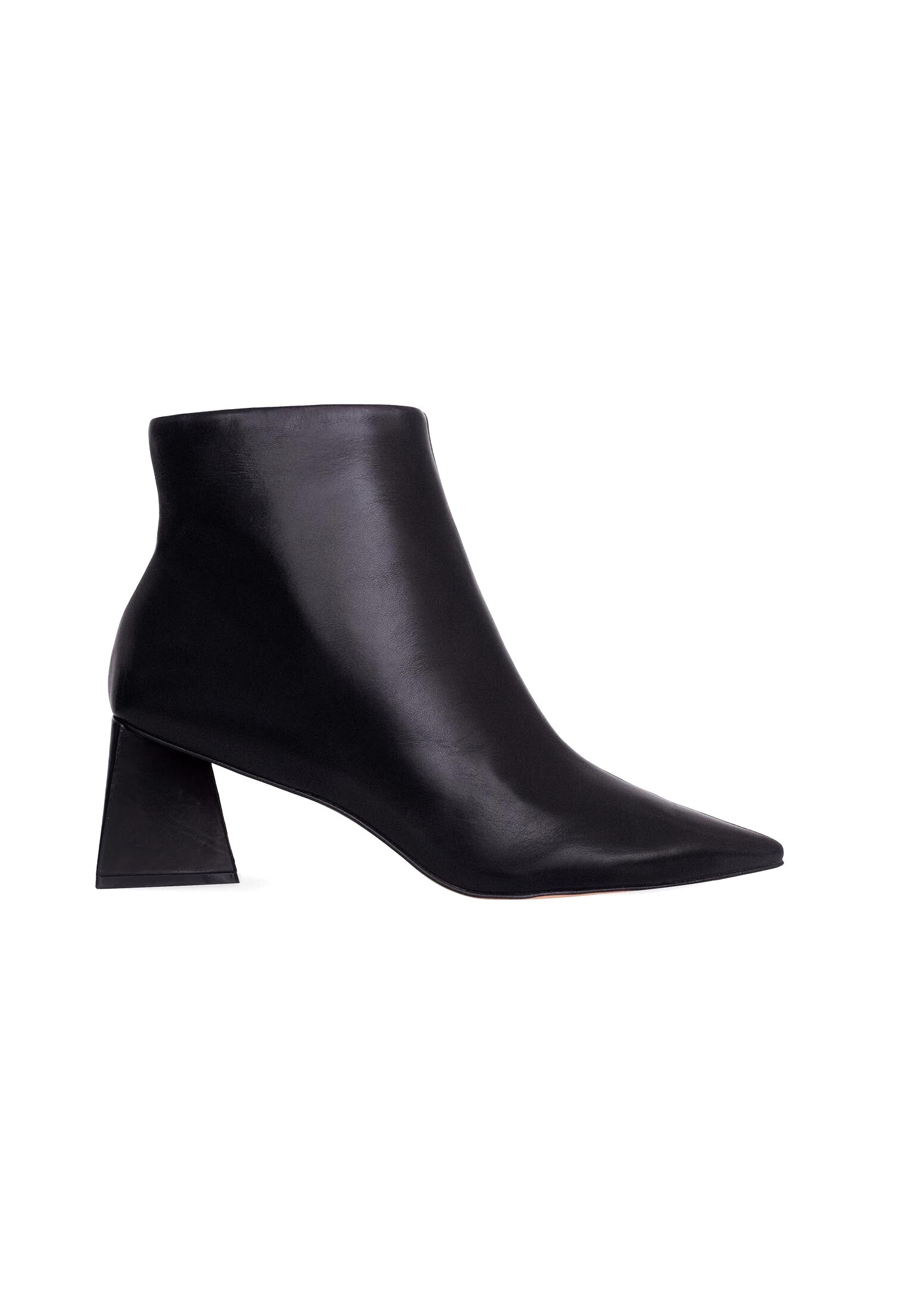 Mabea Black Sheepskin Ankle Boots – 6.4cm Pointed Block Heel-0