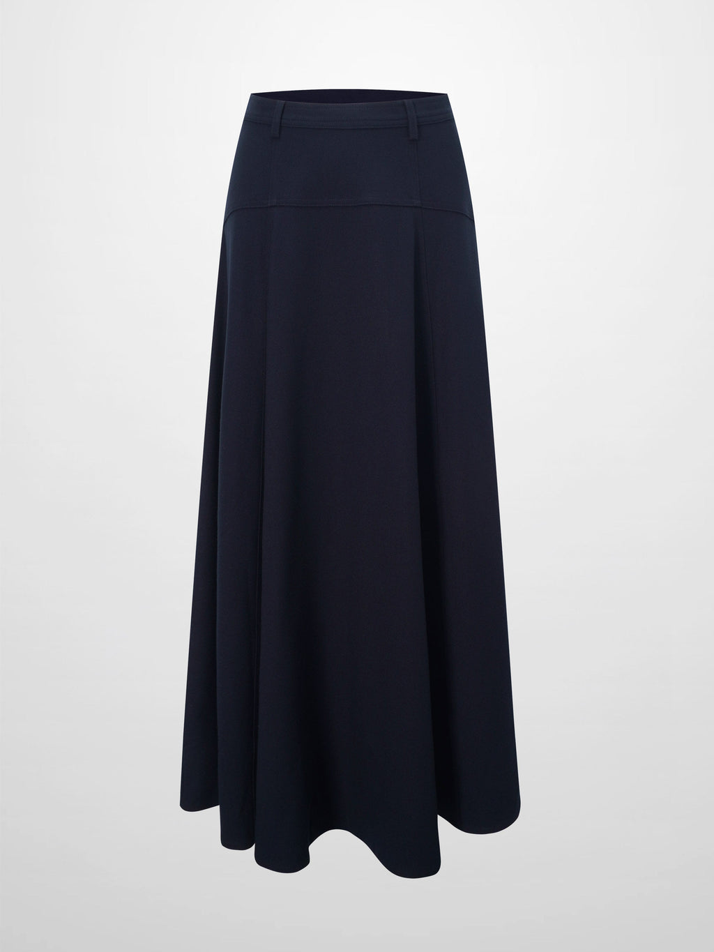 Wool Blend Yoke Skirt 37"-Navy-0