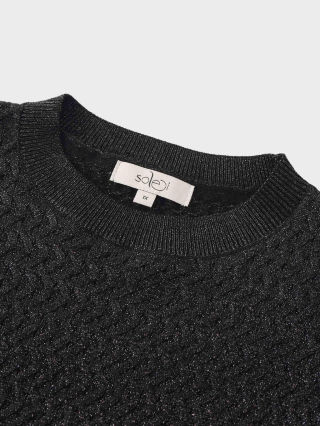 Textured Lurex Crew Sweater-Black-2
