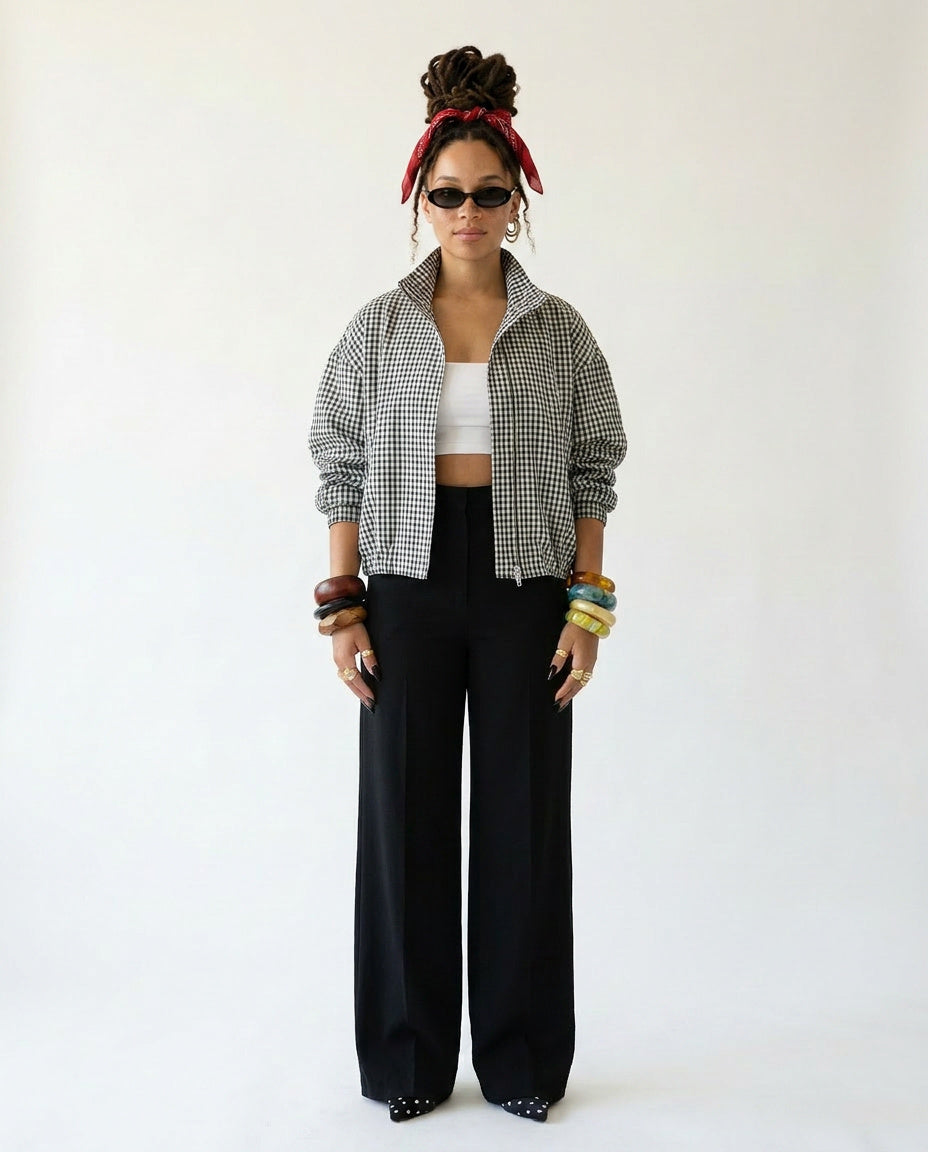 Confident Plaid Bomber Jacket