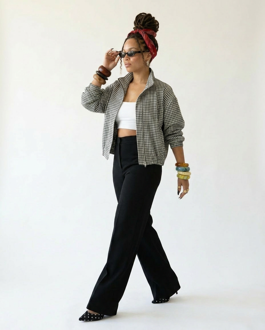 Confident Plaid Bomber Jacket
