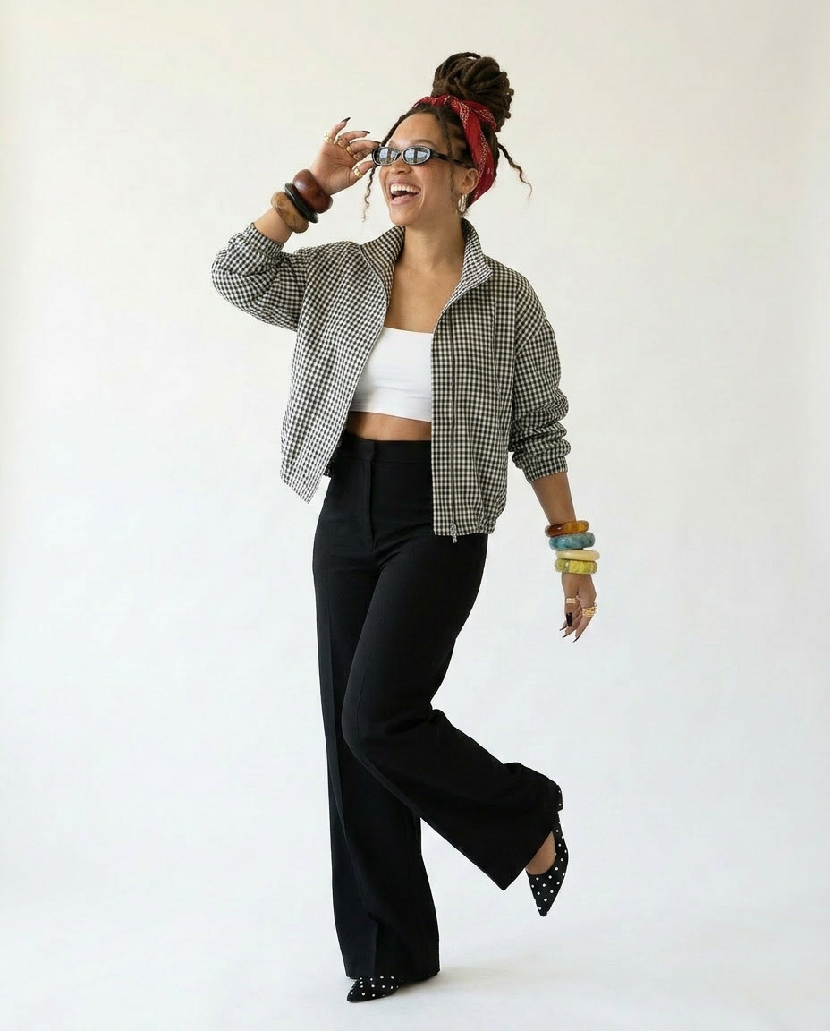 Confident Plaid Bomber Jacket