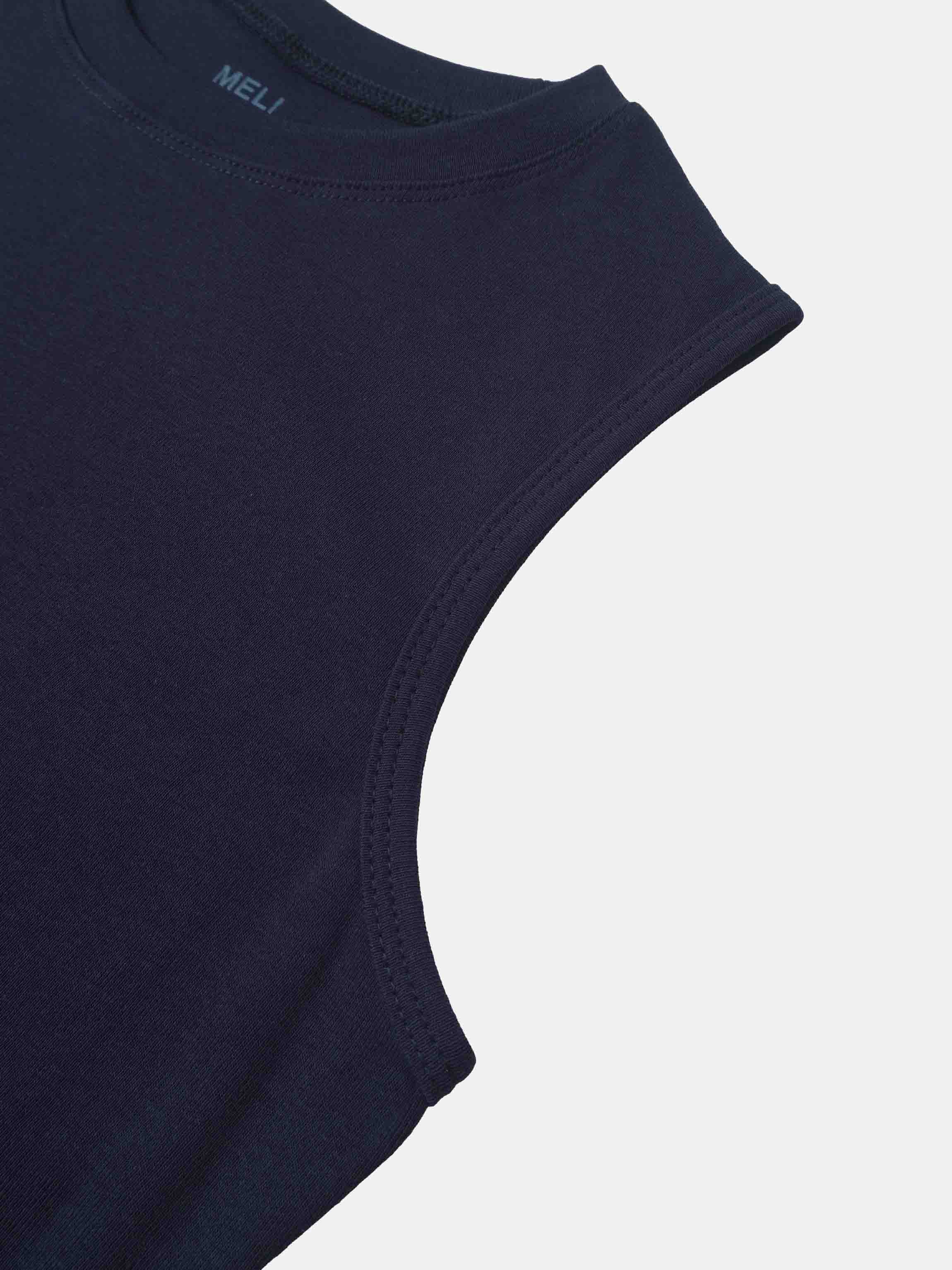 Sleeveless Basic Tee-Navy-4