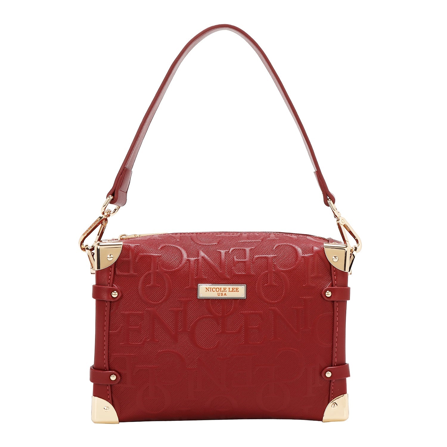 BOLSO DE HOMBRO CUADRADO ELEGANCIA EN RELIEVE (ROJO)-1
