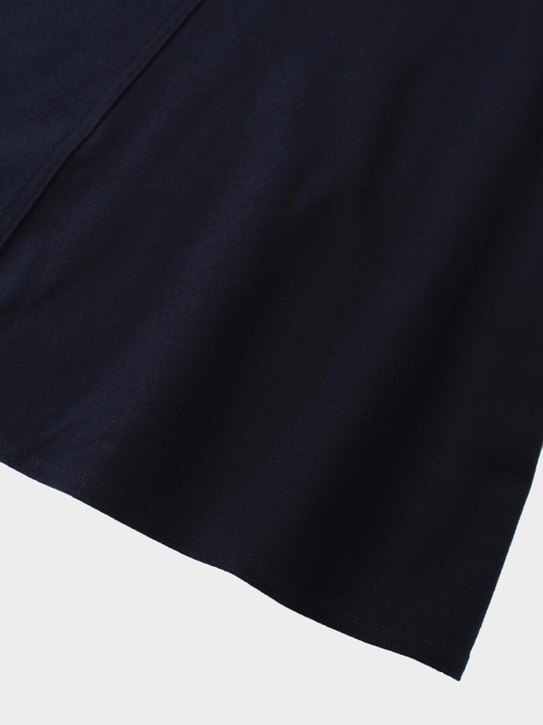 Wool Blend Yoke Skirt 37"-Navy-3