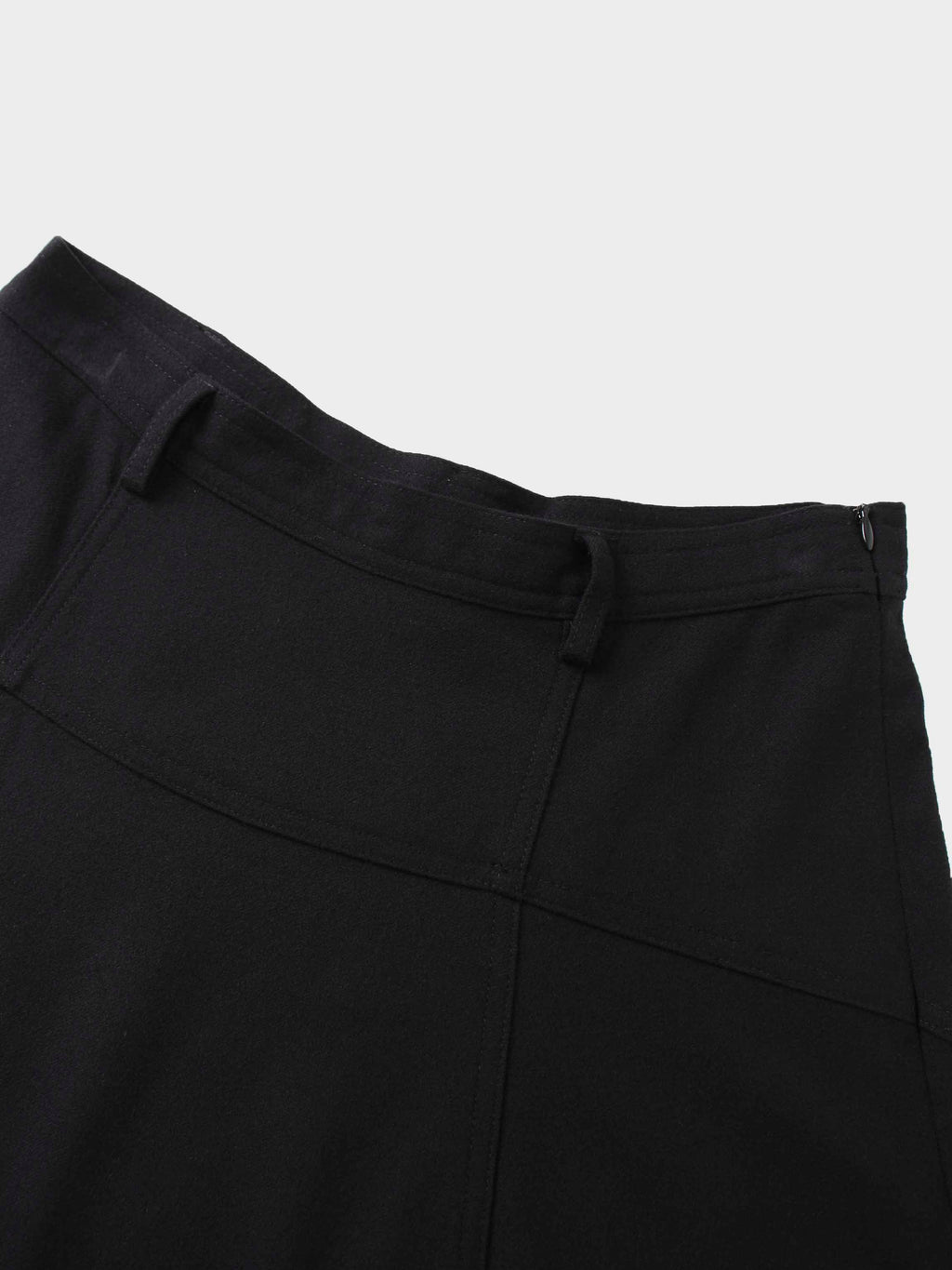 Wool Blend Yoke Skirt 37"-Black-2