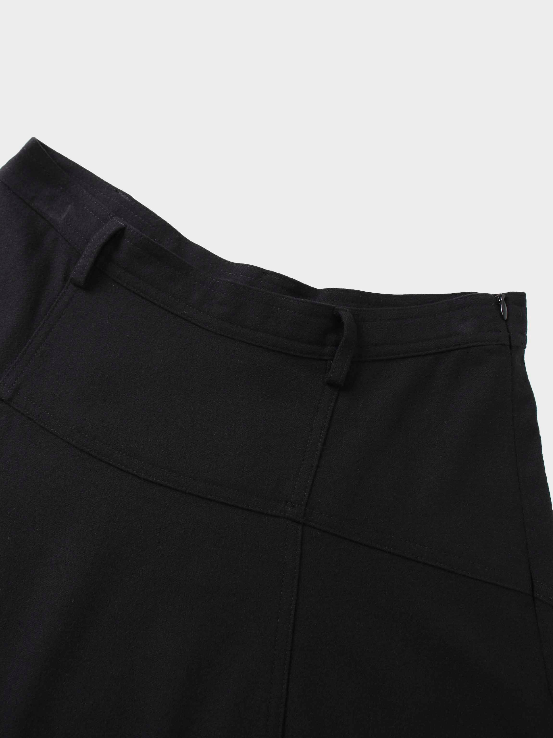 Wool Blend Yoke Skirt 37"-Black-2