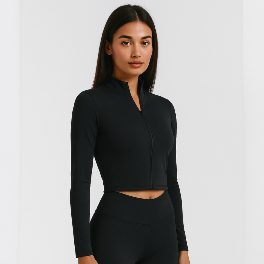 4013 - Women's Athletic Cropped Zipper Jacket-2
