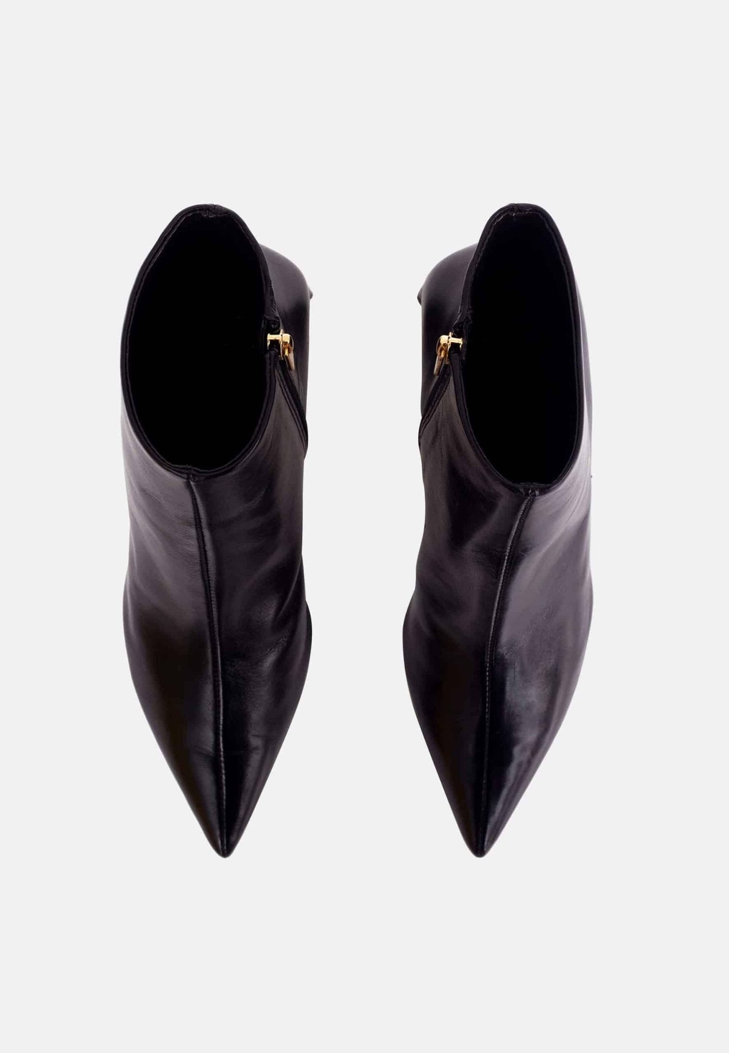 Mabea Black Sheepskin Ankle Boots – 6.4cm Pointed Block Heel-2
