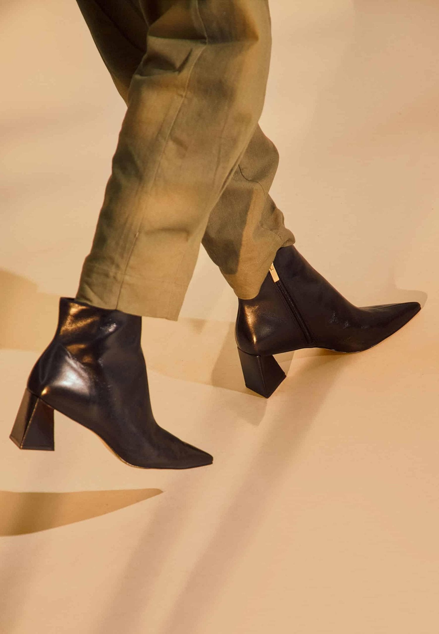 Mabea Black Sheepskin Ankle Boots – 6.4cm Pointed Block Heel-4