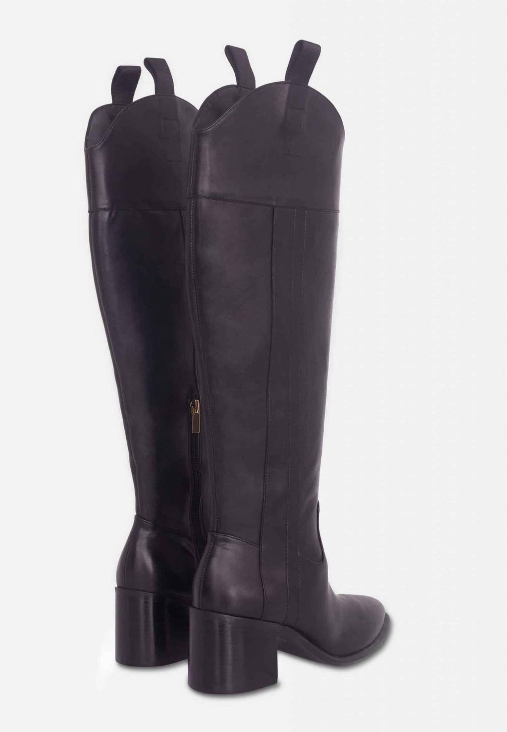 Canna Black Calf Leather Knee-High Riding Boots – 6.5cm Block Heel-4