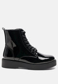 Rubble Statement Pu Lace Up Ankle Boots-0