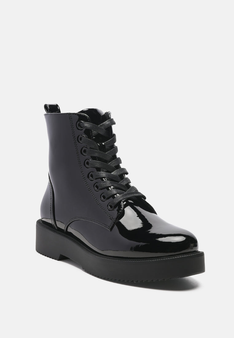 Rubble Statement Pu Lace Up Ankle Boots-1